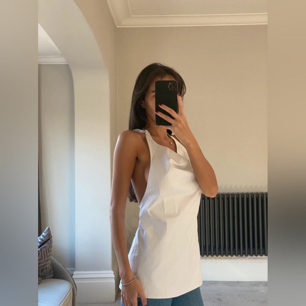 Zara white open back top